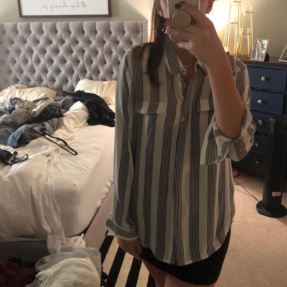 Black and white stripe blouse